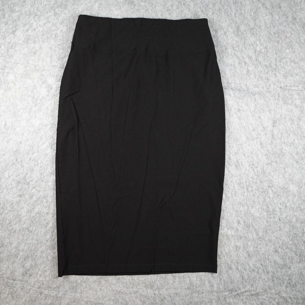 Eileen Fisher Skirt Women Medium Black Midi Crepe Stretch Knit Pencil Pull On